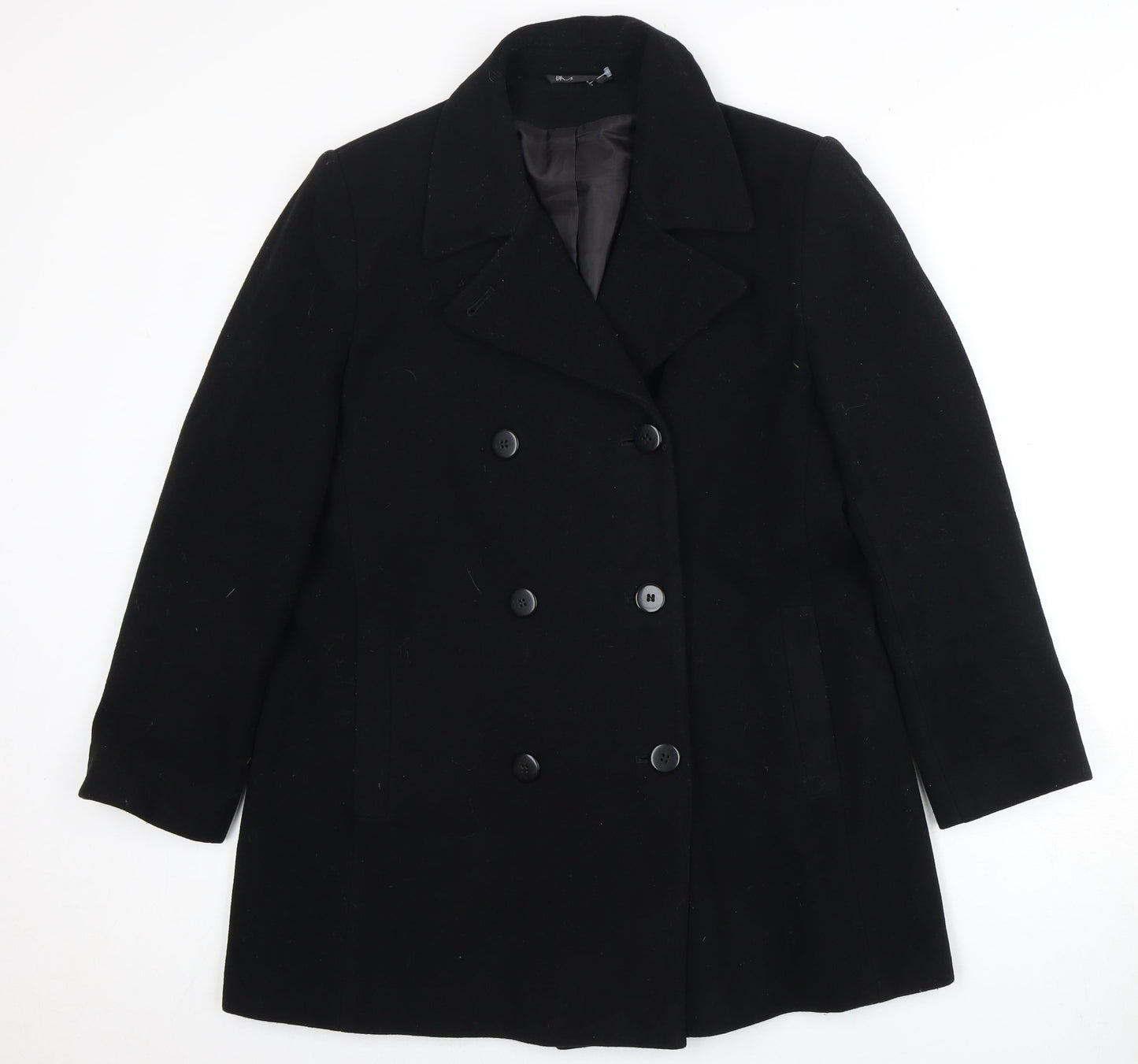 BHS Women's Black Double-Breasted Wool Trouser Suit, Size 14