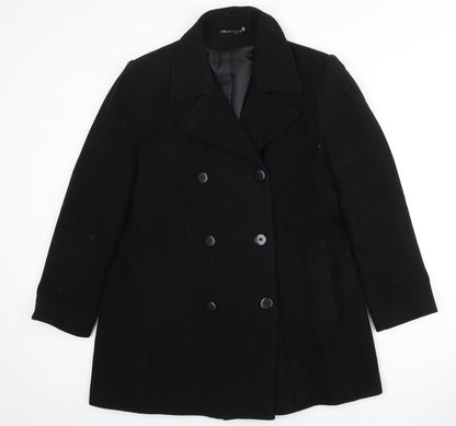 BHS Women's Black Double-Breasted Wool Trouser Suit, Size 14