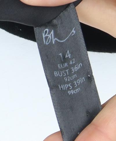 BHS Women's Black Double-Breasted Wool Trouser Suit, Size 14