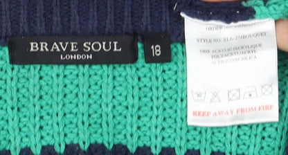 Womens UK Size 18 Brave Soul Multicoloured Pullover Jumper