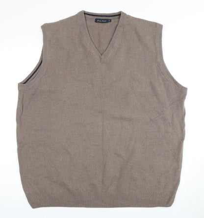 James Pringle Men's Grey XL V-Neck Wool Vest