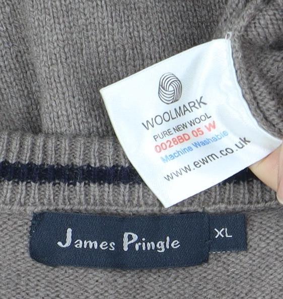 James Pringle Men's Grey XL V-Neck Wool Vest