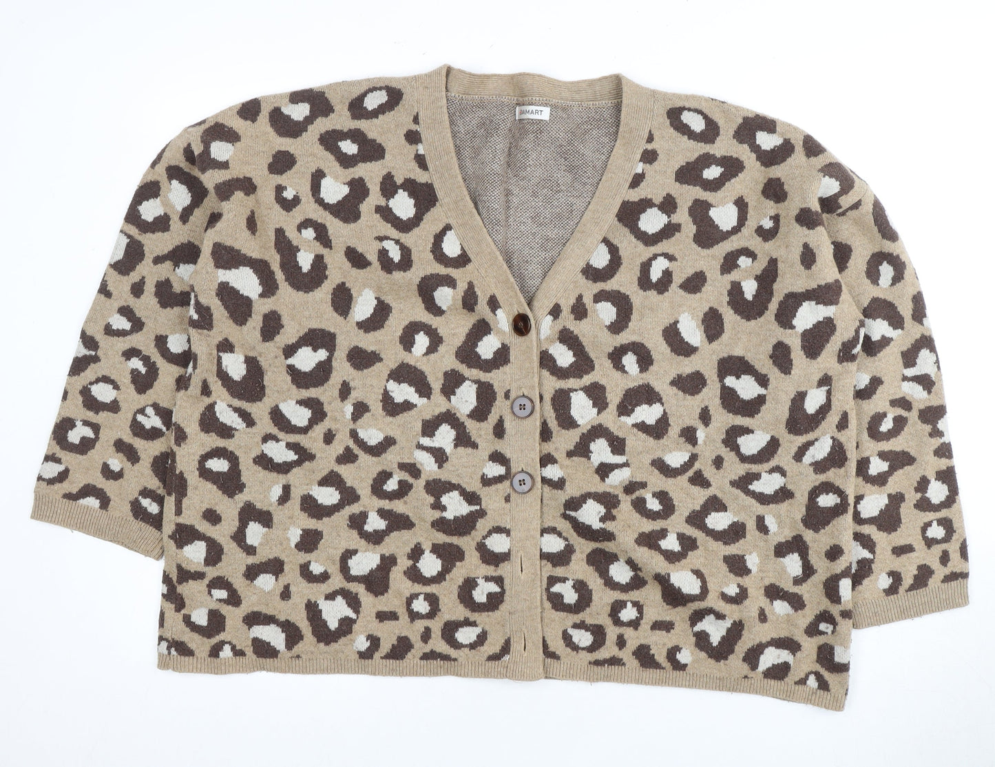Damart Women's Brown Animal Print V-Neck Cardigan XL