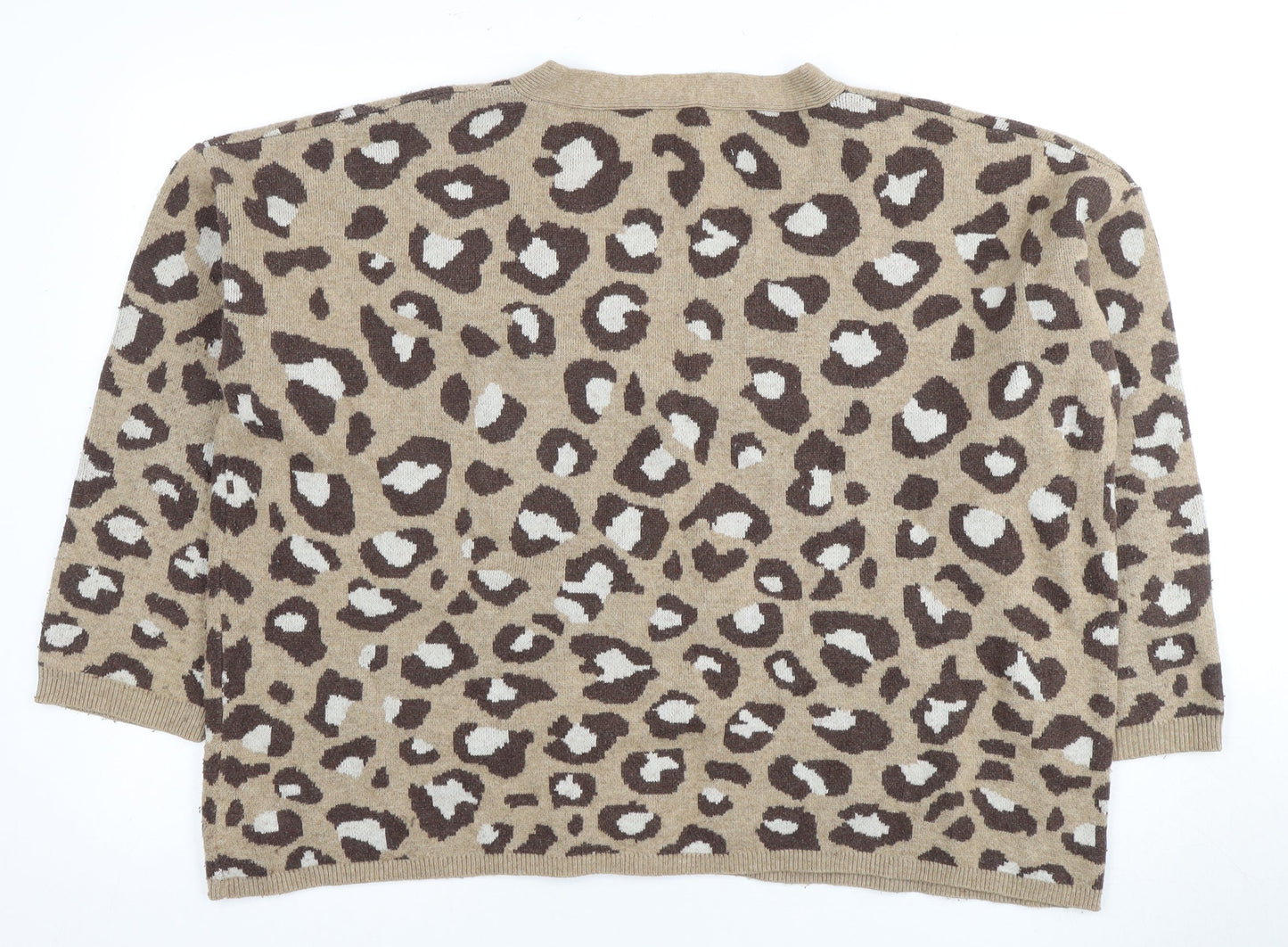 Damart Women's Brown Animal Print V-Neck Cardigan XL