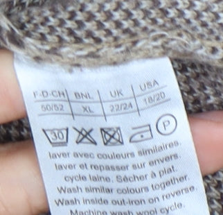 Damart Women's Brown Animal Print V-Neck Cardigan XL