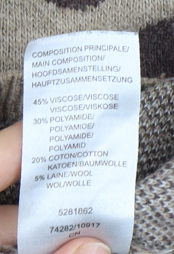 Damart Women's Brown Animal Print V-Neck Cardigan XL