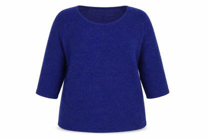 Bonmarché Women's Blue 3/4 Sleeve Knit Pullover Jumper