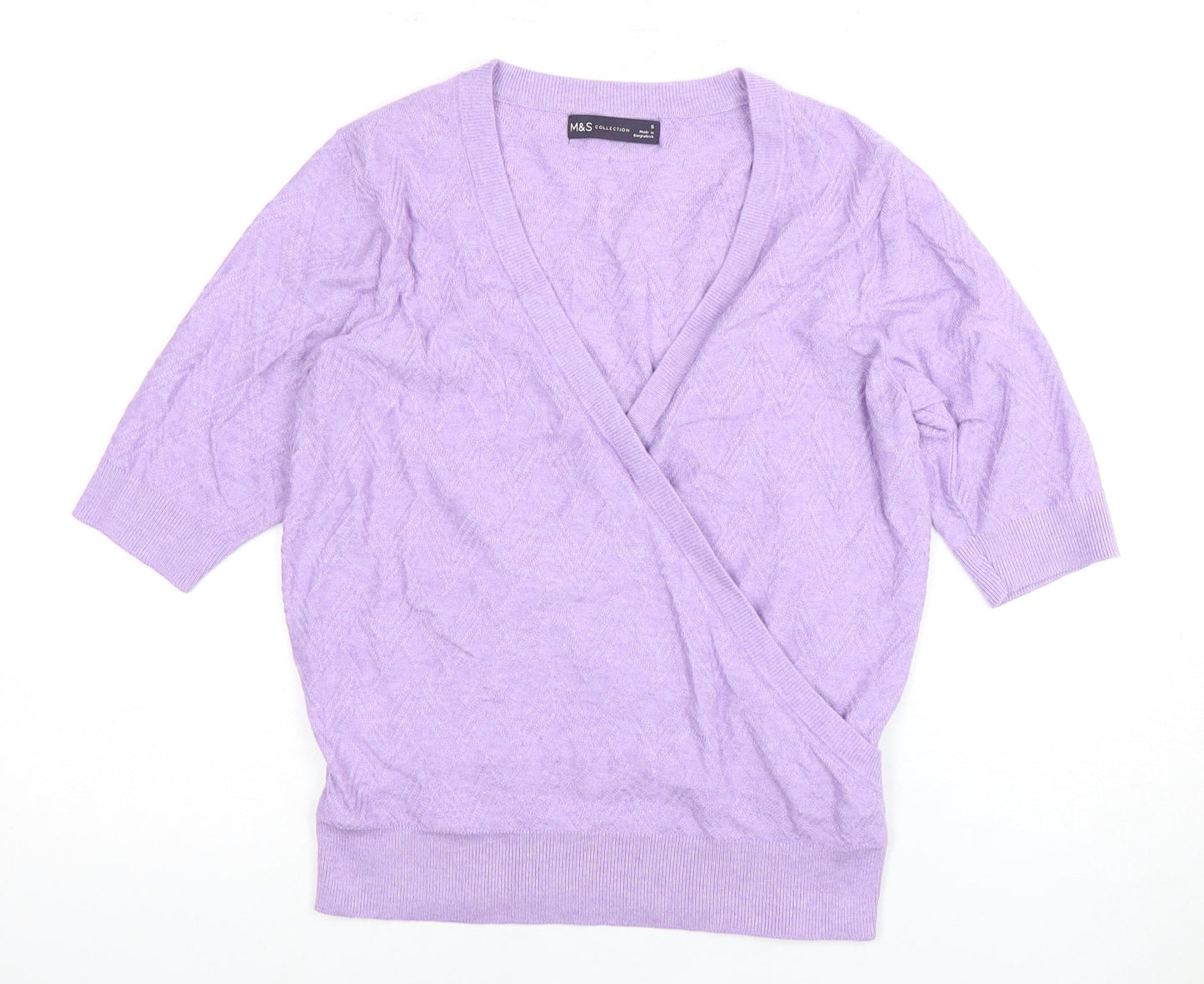 Womens UK Size S Marks and Spencer Purple Wrap Blouse