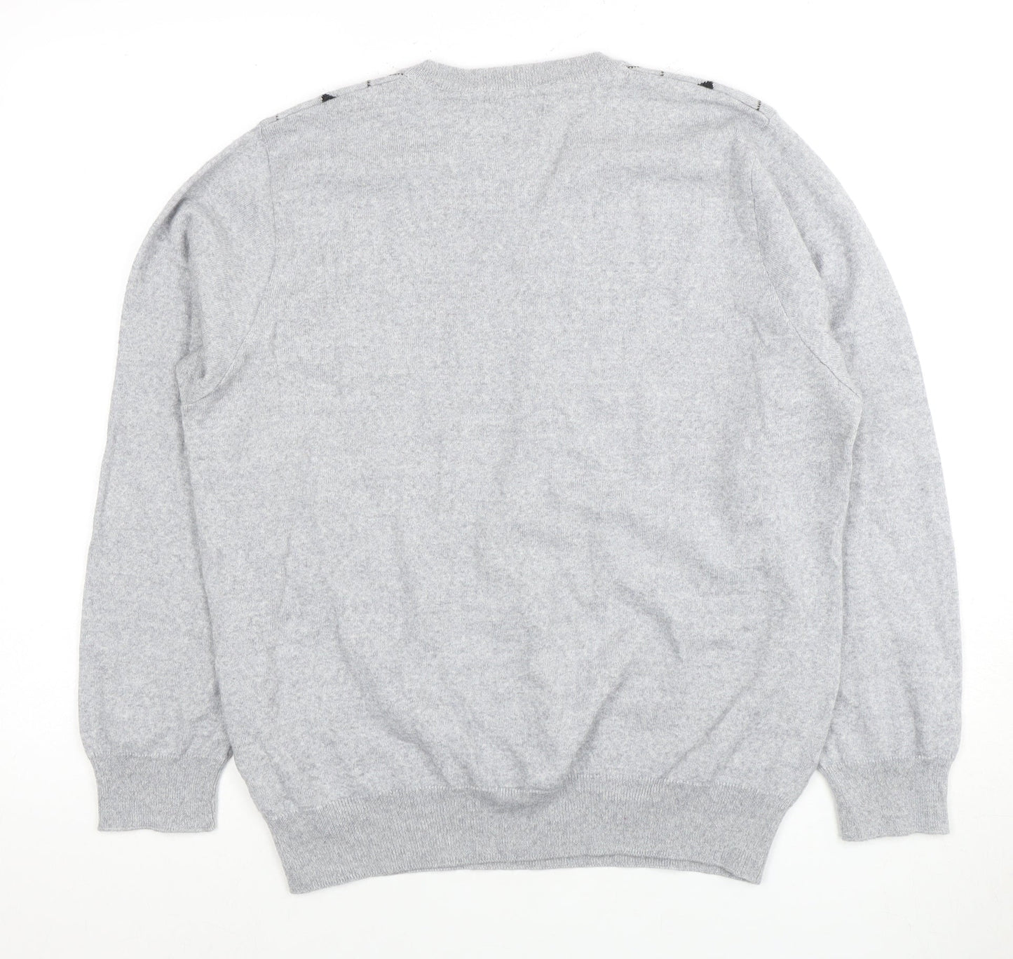 Marks and Spencer Men’s Grey Argyle V-Neck Jumper M