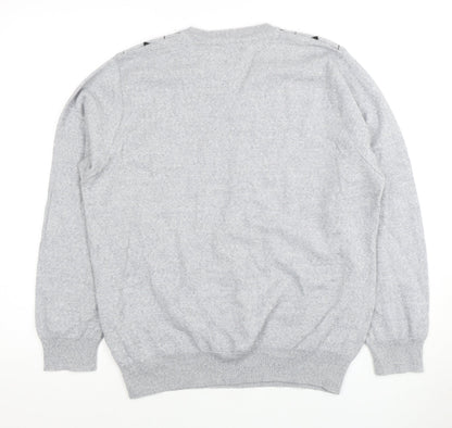 Marks and Spencer Men’s Grey Argyle V-Neck Jumper M