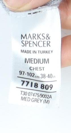 Marks and Spencer Men’s Grey Argyle V-Neck Jumper M