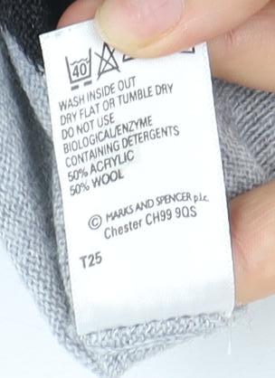 Marks and Spencer Men’s Grey Argyle V-Neck Jumper M