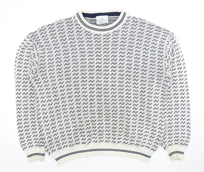 Greenwoods Men's Blue Geometric Knit Jumper L