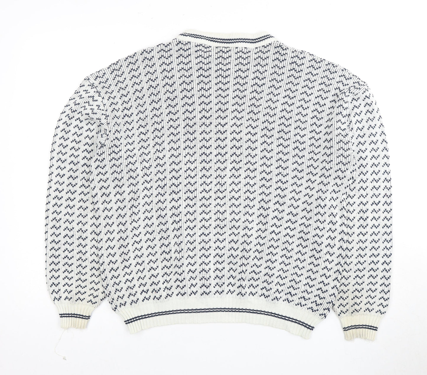 Greenwoods Men's Blue Geometric Knit Jumper L