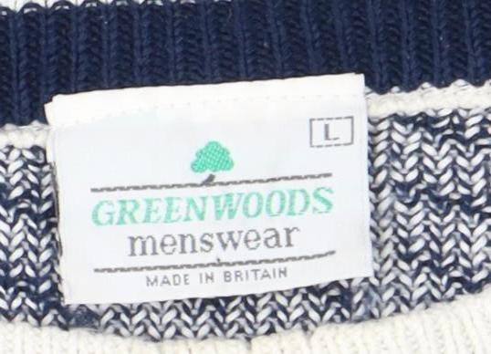 Greenwoods Men's Blue Geometric Knit Jumper L