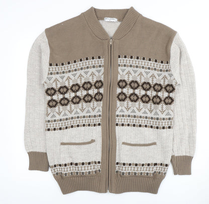 Bellisimo Men's Beige Full Zip Jumper L