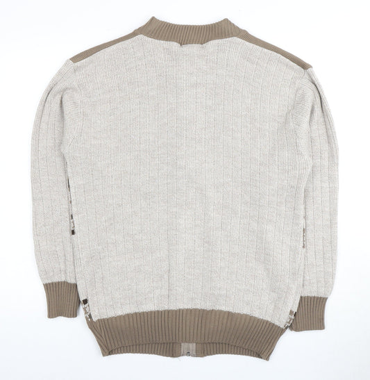 Bellisimo Men's Beige Full Zip Jumper L