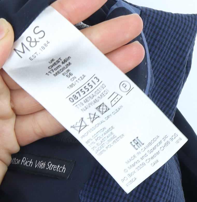 Mens UK Size 38 Marks and Spencer Regular Blue Suit Jacket