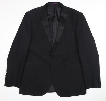 Mens UK Size 44 Charlton Gray Regular Black Suit Tuxedo