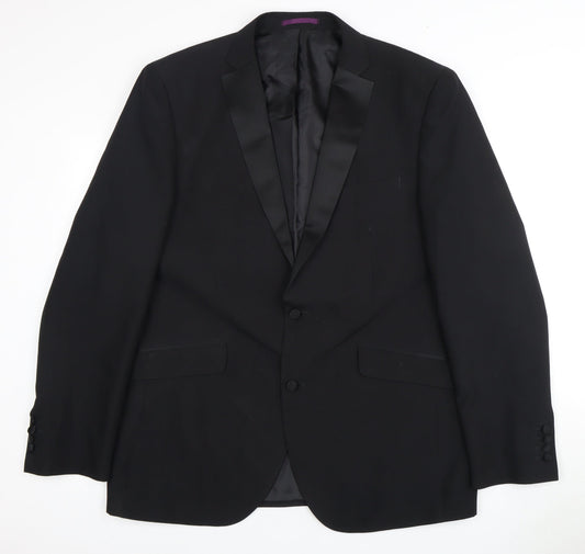Mens UK Size 44 Charlton Gray Regular Black Suit Tuxedo