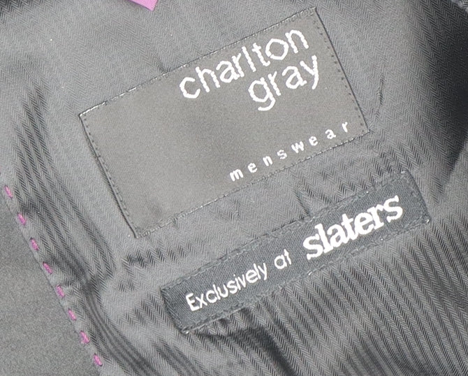 Mens UK Size 44 Charlton Gray Regular Black Suit Tuxedo