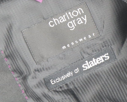Mens UK Size 44 Charlton Gray Regular Black Suit Tuxedo