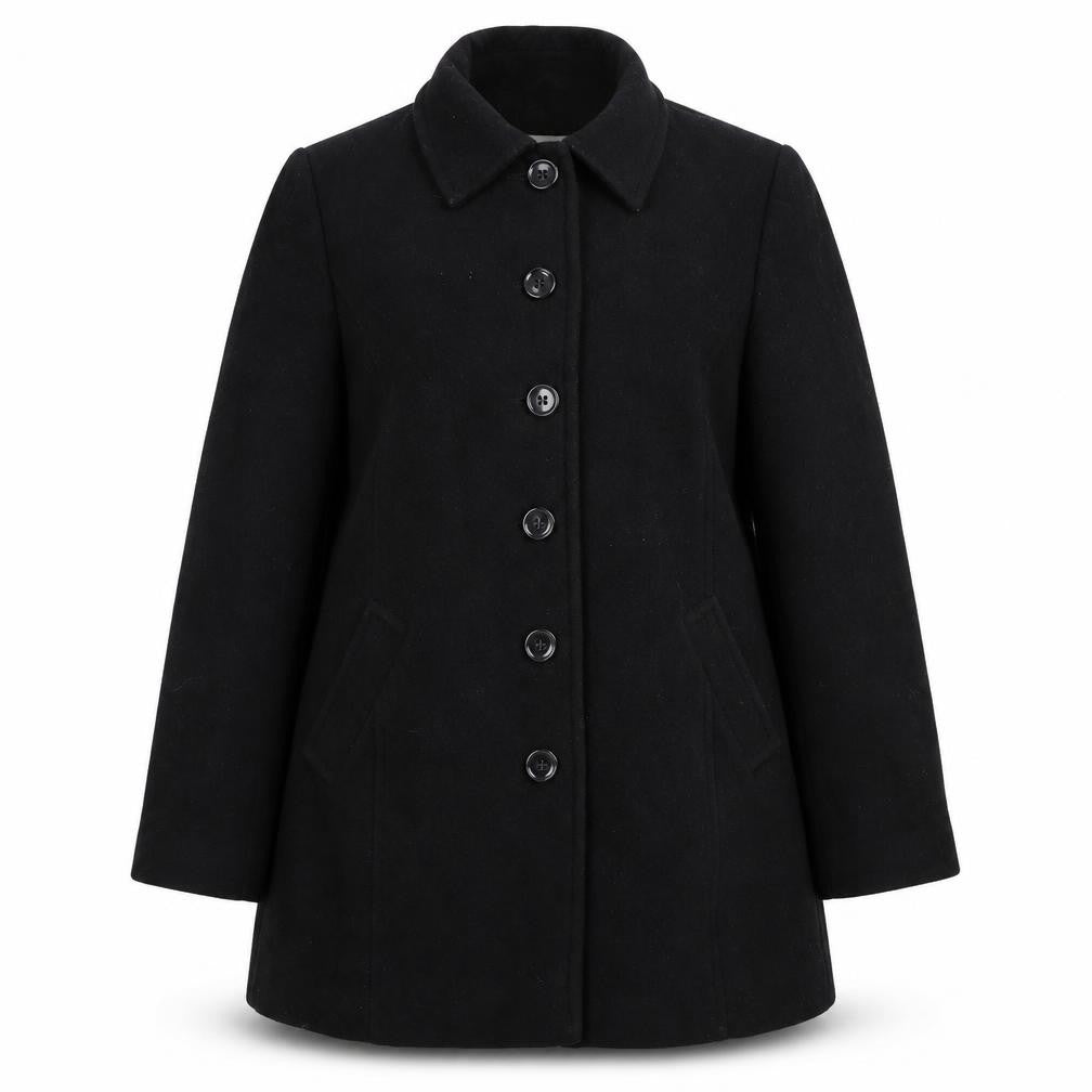Womens UK Size 12 EWM Pure Classics Black Overcoat