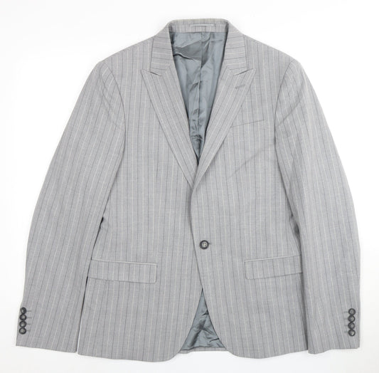 Mens UK Size 40 River Island Regular Grey Suit Jacket