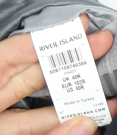 Mens UK Size 40 River Island Regular Grey Suit Jacket