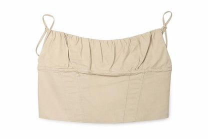 Zara Women's Beige Cropped Camisole Top XS - Spaghetti Straps