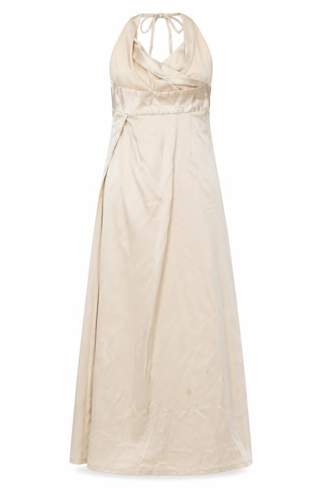 PrettyLittleThing Women's Beige Halter Dress Size 8