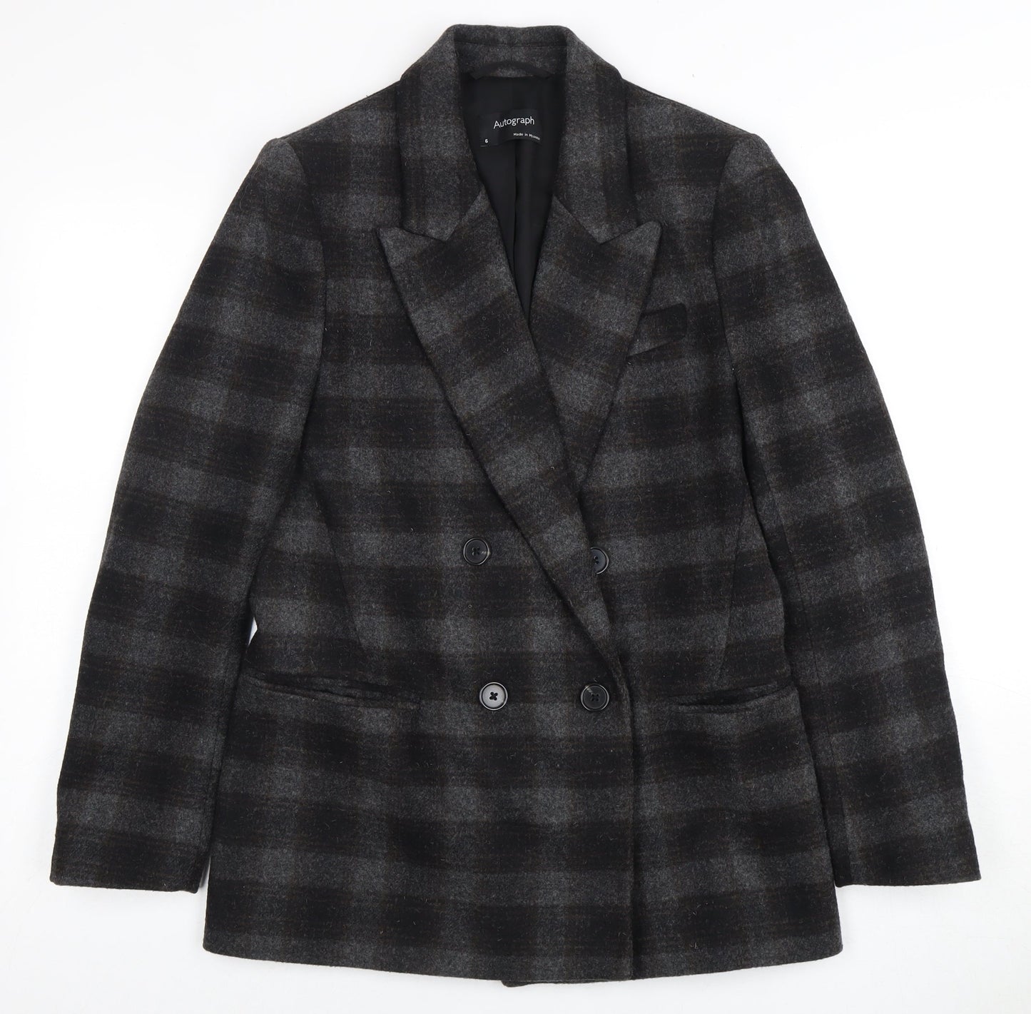 Marks and Spencer Women’s Black Double-Breasted Blazer, Size 8