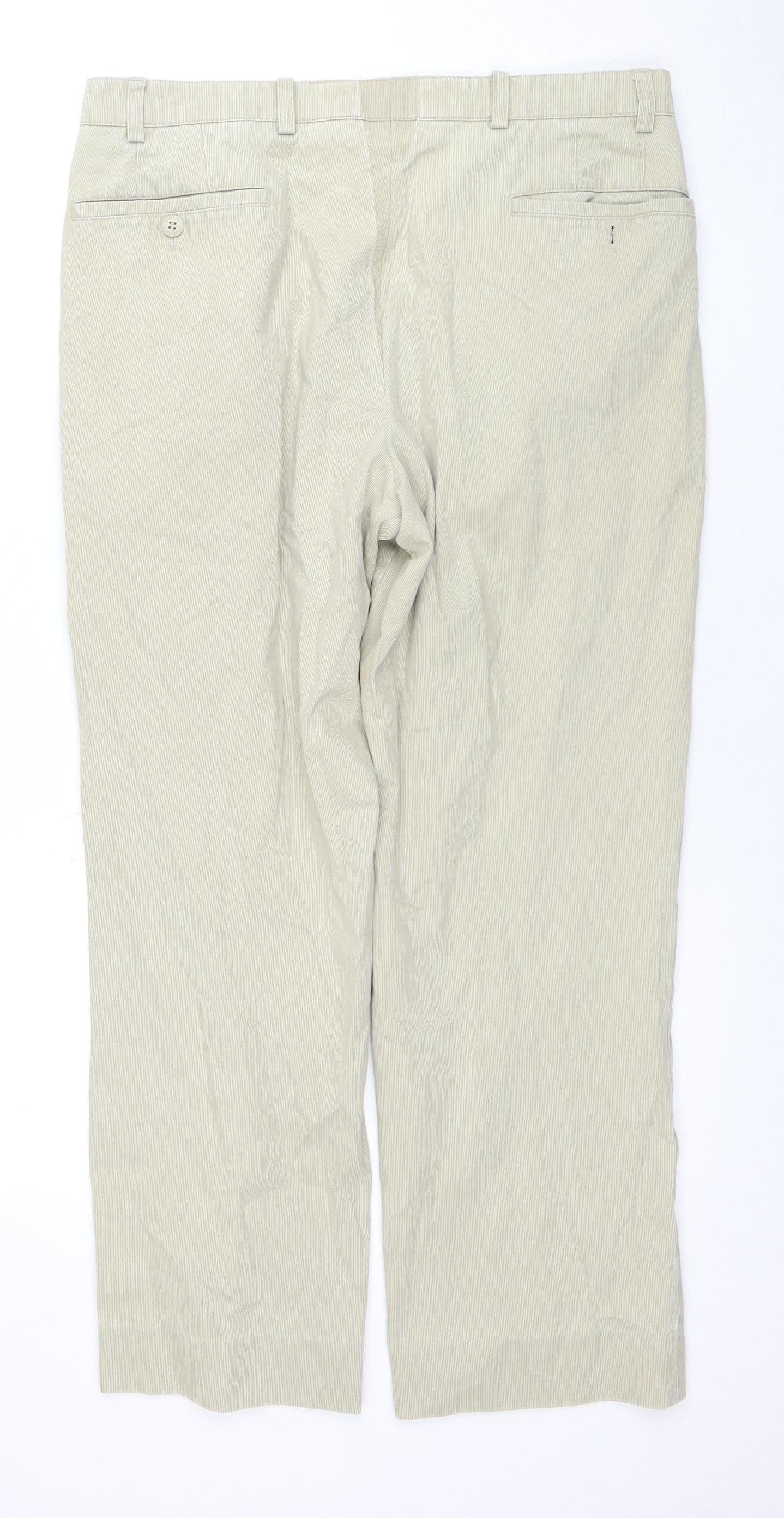 Wolsey Men's Beige Trousers Size 32 Pleated Cotton