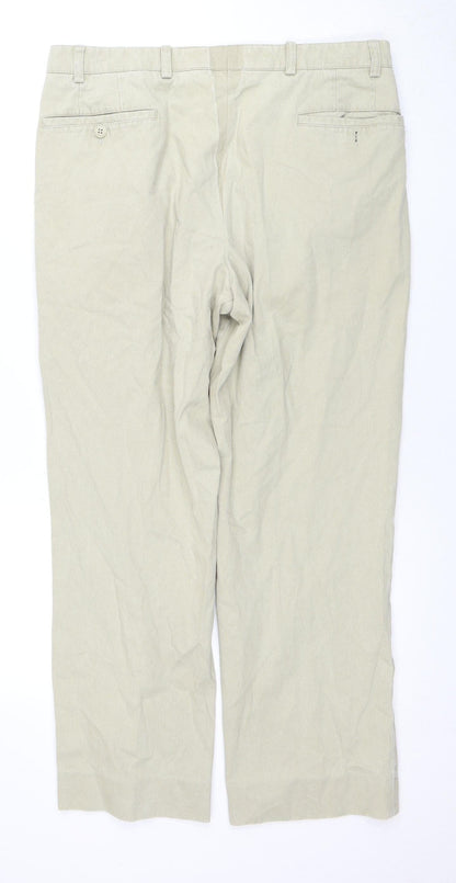 Wolsey Men's Beige Trousers Size 32 Pleated Cotton