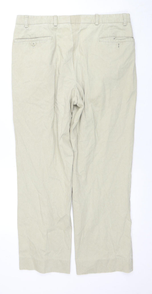 Wolsey Men's Beige Trousers Size 32 Pleated Cotton