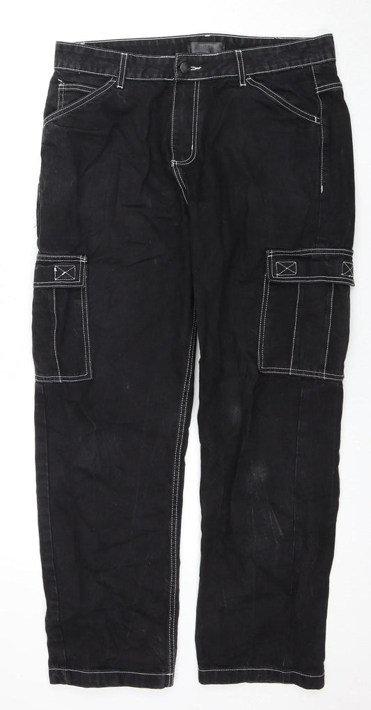 Mens UK Size 34 Breakout  Straight Black Jeans