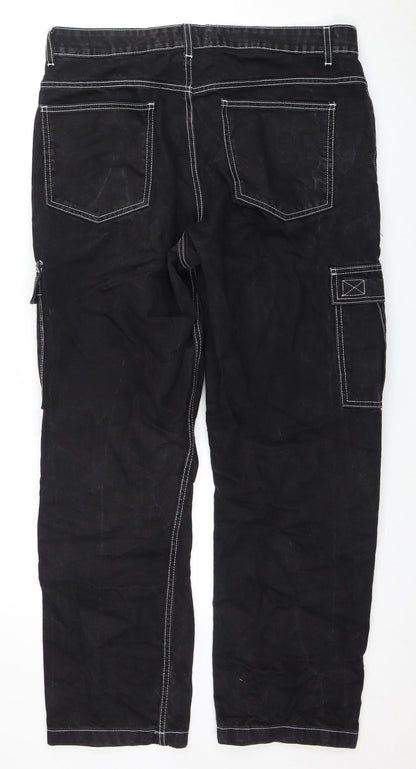 Mens UK Size 34 Breakout  Straight Black Jeans