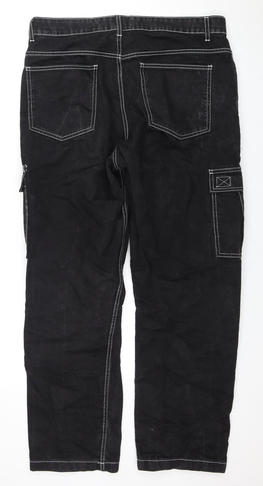 Mens UK Size 34 Breakout  Straight Black Jeans