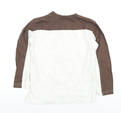 Disney Mickey Mouse Boys T-Shirt Long Sleeve Size 10 Brown/White