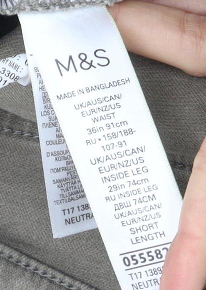 Marks and Spencer Men's Beige Slim Cotton Trousers XL