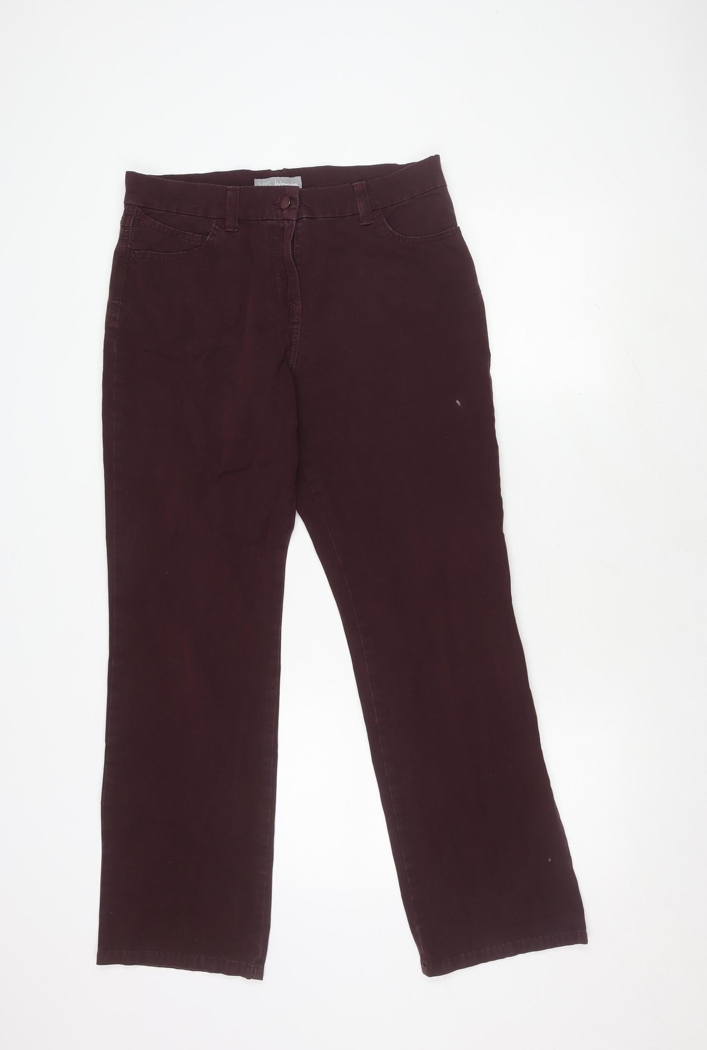 Womens UK Size 12 Marks and Spencer Regular Fit Casual Bordeaux Trousers