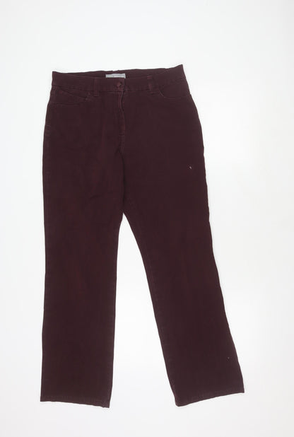 Womens UK Size 12 Marks and Spencer Regular Fit Casual Bordeaux Trousers