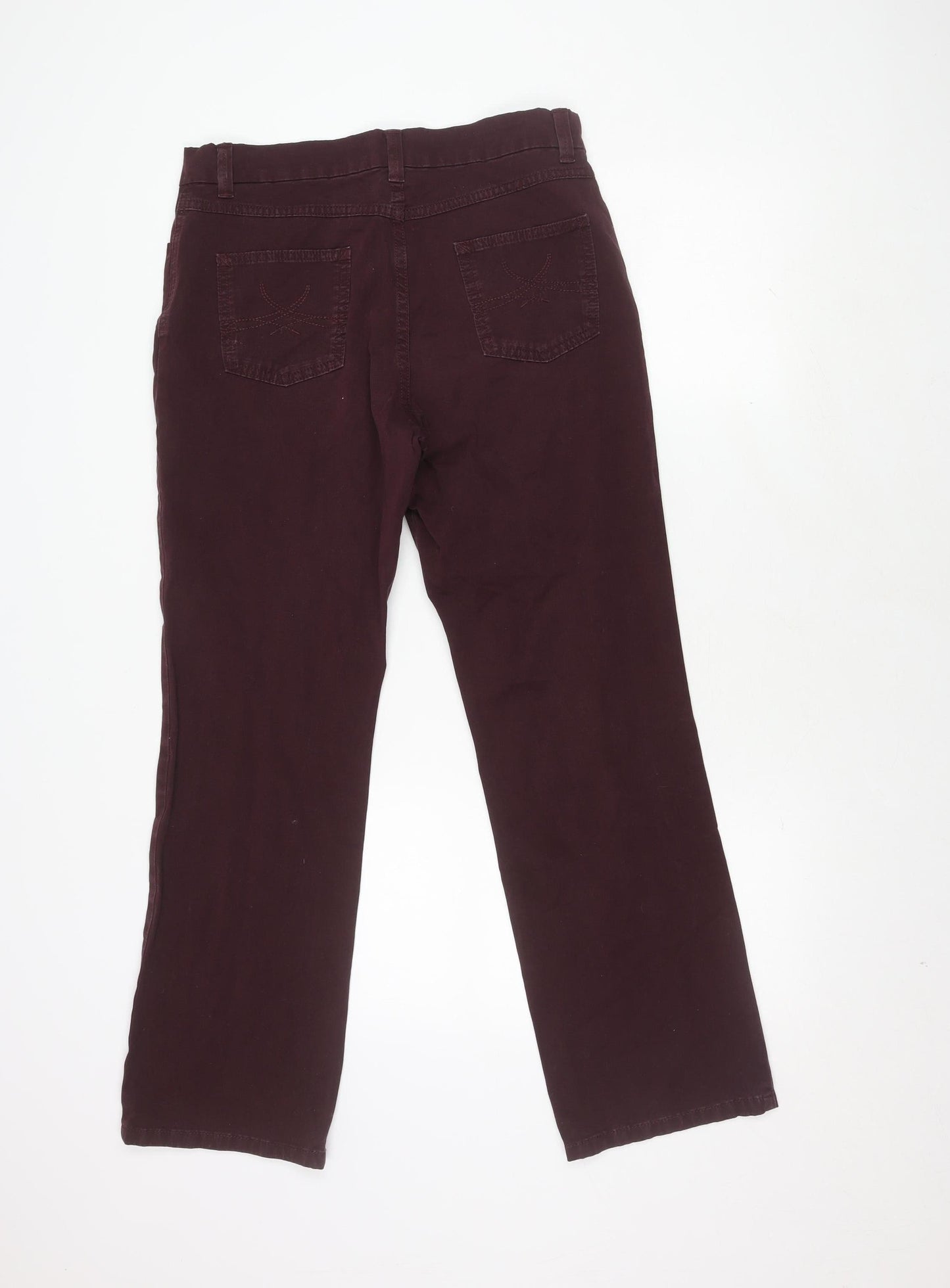 Womens UK Size 12 Marks and Spencer Regular Fit Casual Bordeaux Trousers