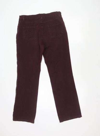 Womens UK Size 12 Marks and Spencer Regular Fit Casual Bordeaux Trousers