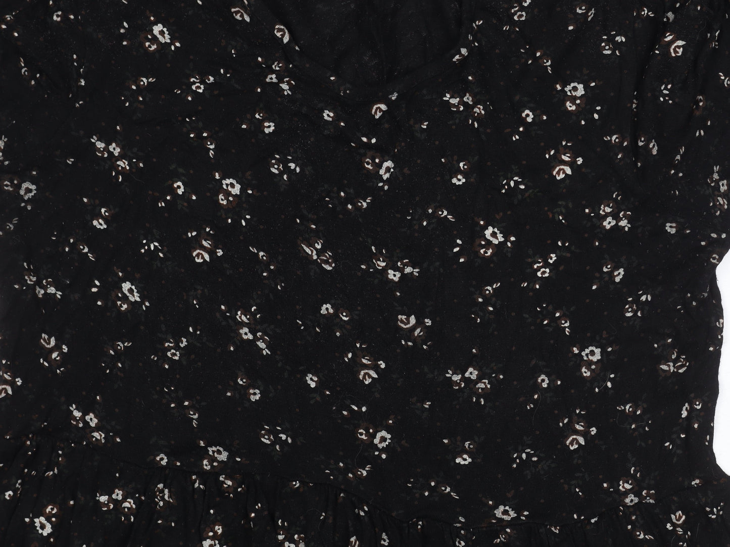 Boohoo Women's Black Floral A-Line Dress Size 10