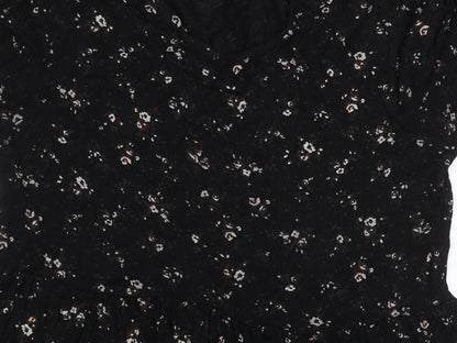 Boohoo Women's Black Floral A-Line Dress Size 10