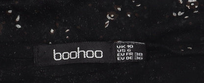 Boohoo Women's Black Floral A-Line Dress Size 10