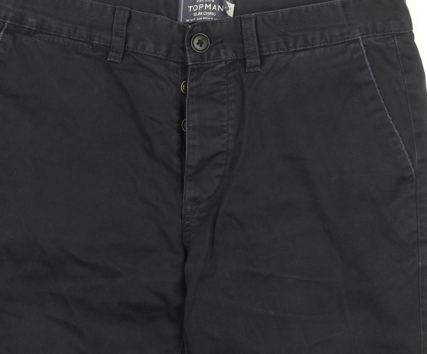 Topman Men's Black Slim Chino Trousers 34R