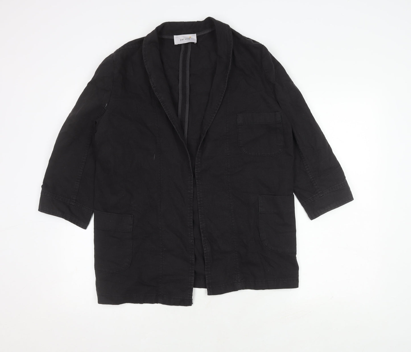 M&S Women's Black Jacket, Size 10, Cotton & Linen