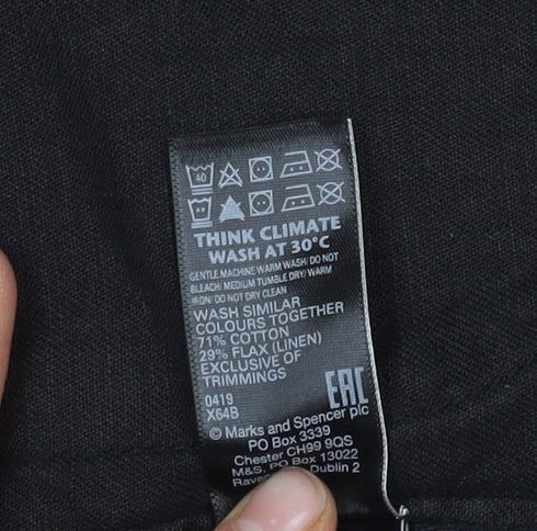 M&S Women's Black Jacket, Size 10, Cotton & Linen